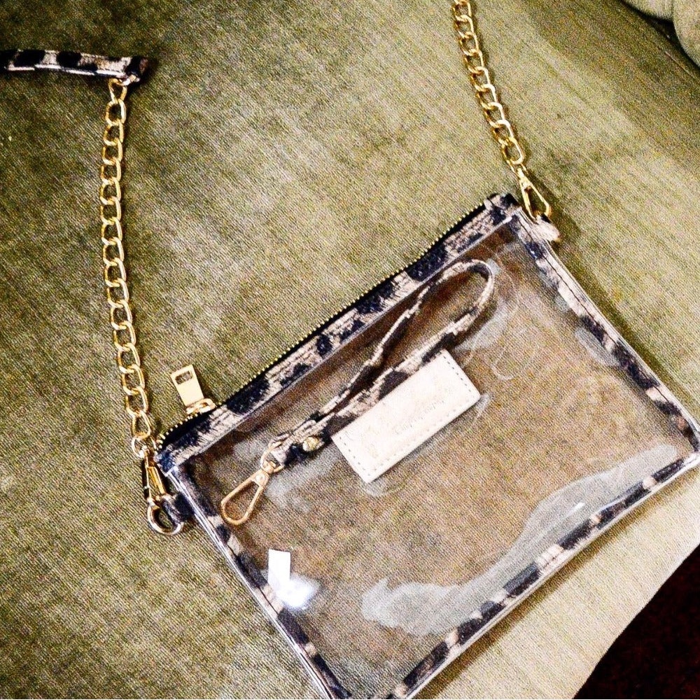 NWOT cheetah print stadium bag